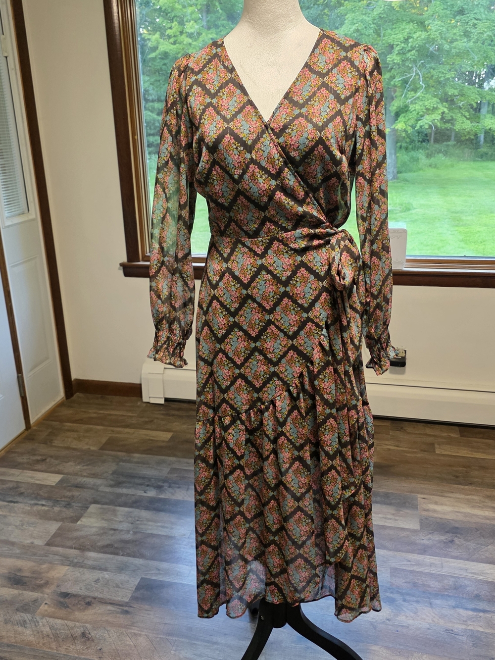 LC Lauren Conrad Boho Floral Diamond Wrap Dress